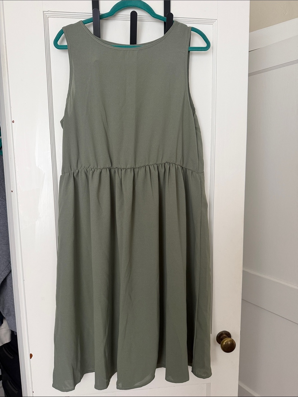 Sleeveless A-Line Dress in Sage Green